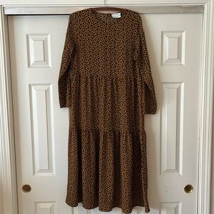 Tiered Leopard Print Long Sleeve ASOS Maxi Dress